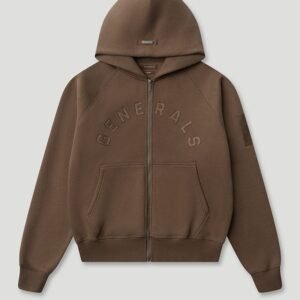 Generals Classic Fit Raglan Zip Hoodie Chestnut