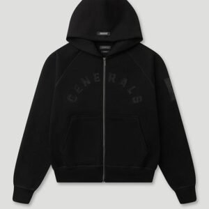 Generals Classic Fit Raglan Zip Hoodie Jet Black