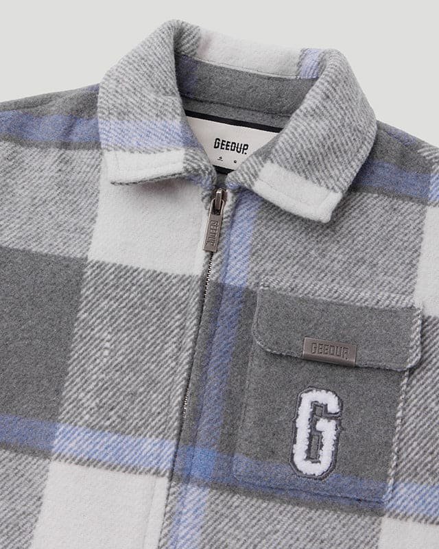 PFK Flannel Jacket Lil Don Grey Blue/Cream - Image 3