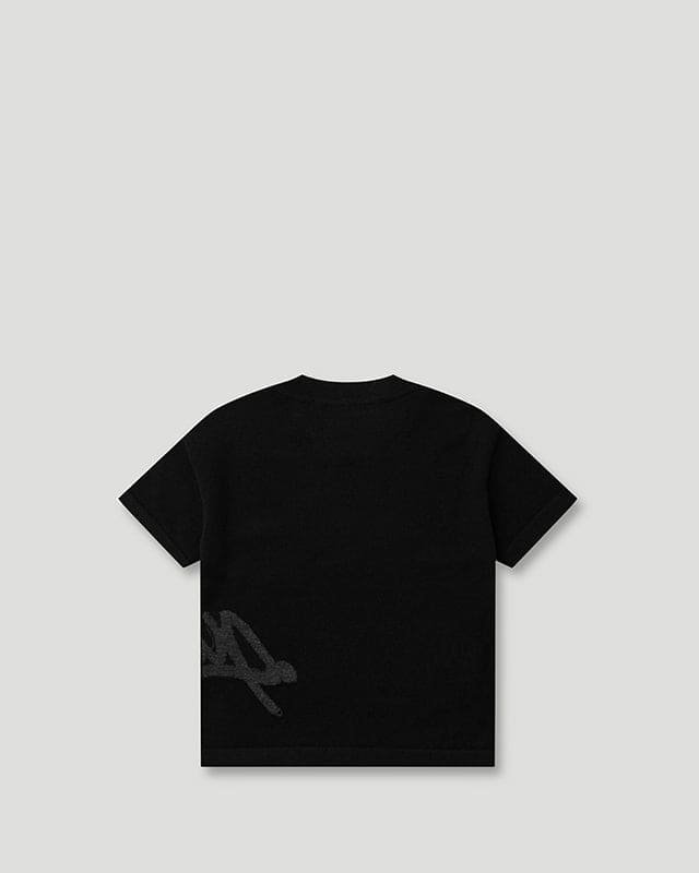 Handstyle Logo Knitted Lil Don Tee Black/Grey - Image 2