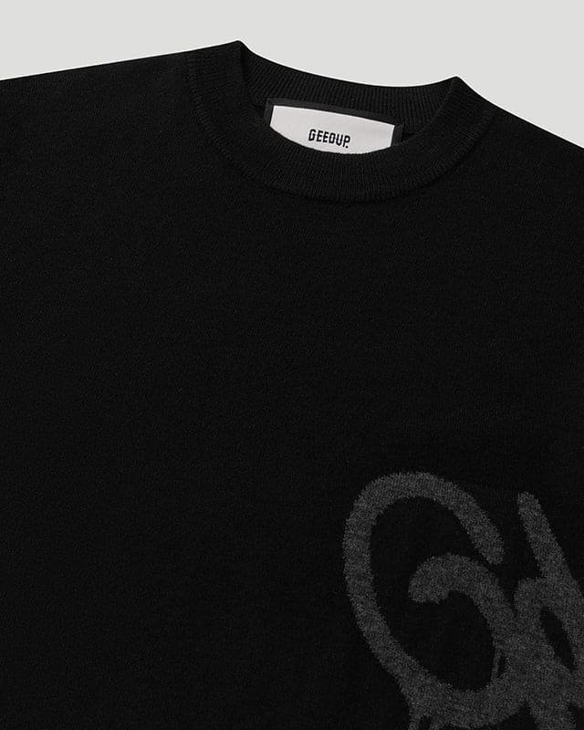 Handstyle Logo Knitted Lil Don Tee Black/Grey - Image 3