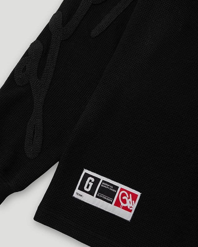 Waffle Signature Long Sleeve Tee – Black/Black - Image 3