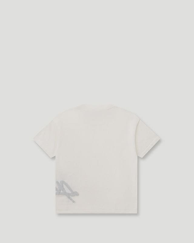Handstyle Logo Knitted Lil Don Tee Cream/Grey - Image 2