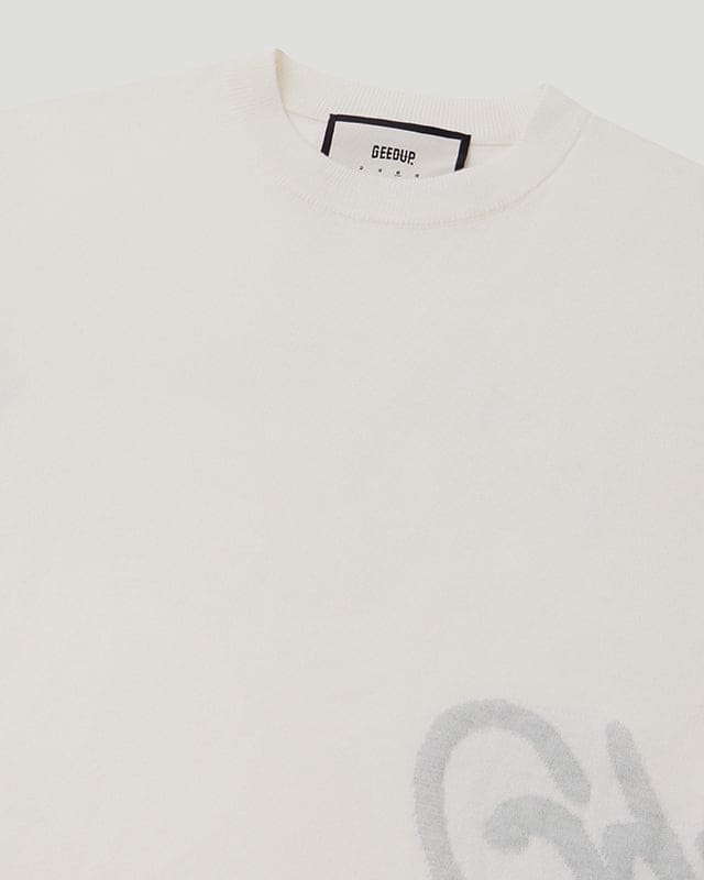 Handstyle Logo Knitted Tee Cream/Grey - Image 3
