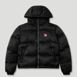 Mono Jacquard Duck Down Jacket Black