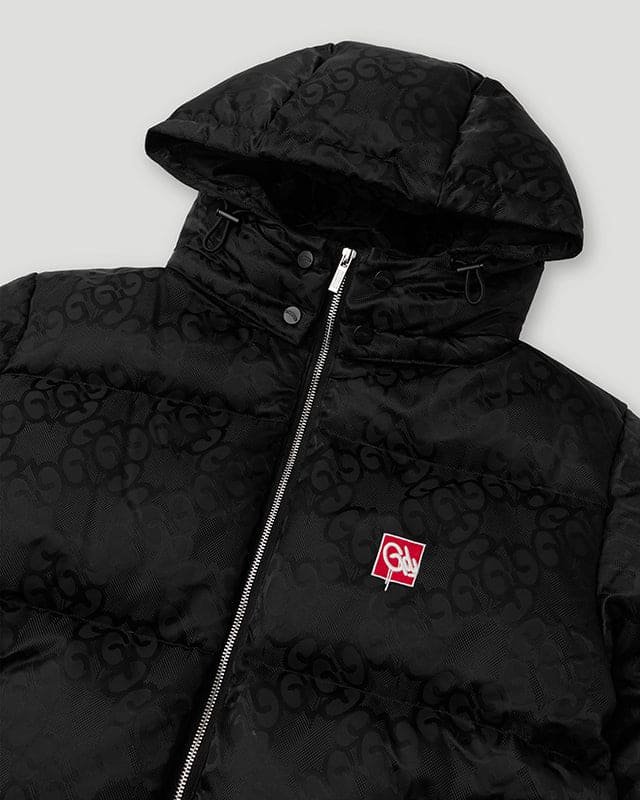 Mono Jacquard Duck Down Jacket Black - Image 2