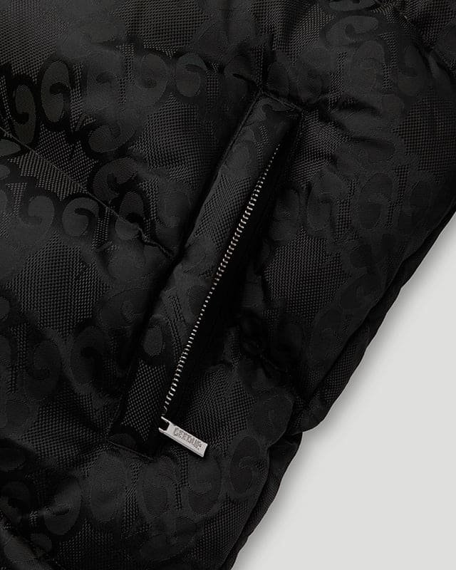 Mono Jacquard Duck Down Jacket Black - Image 3