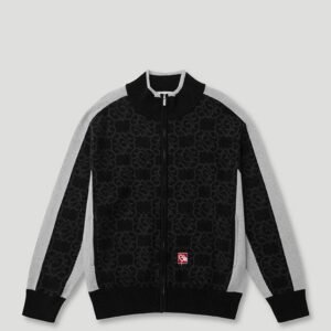 Mono Knitted Jacquard Zip Jacket Black/Grey