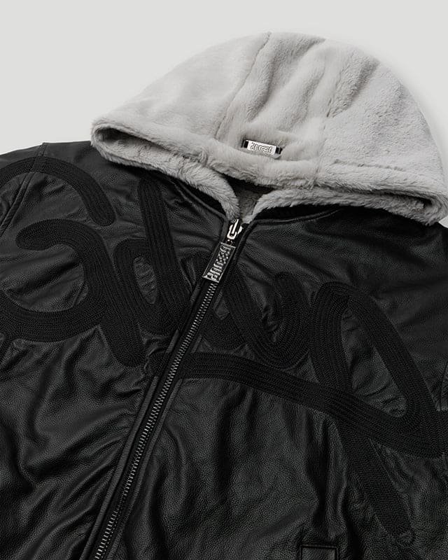 Handstyle Team Logo Reversible Leather/Faux Fur Jacket - Image 4
