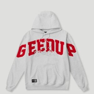 Team Logo Cursive Hoodie White Marle/Red