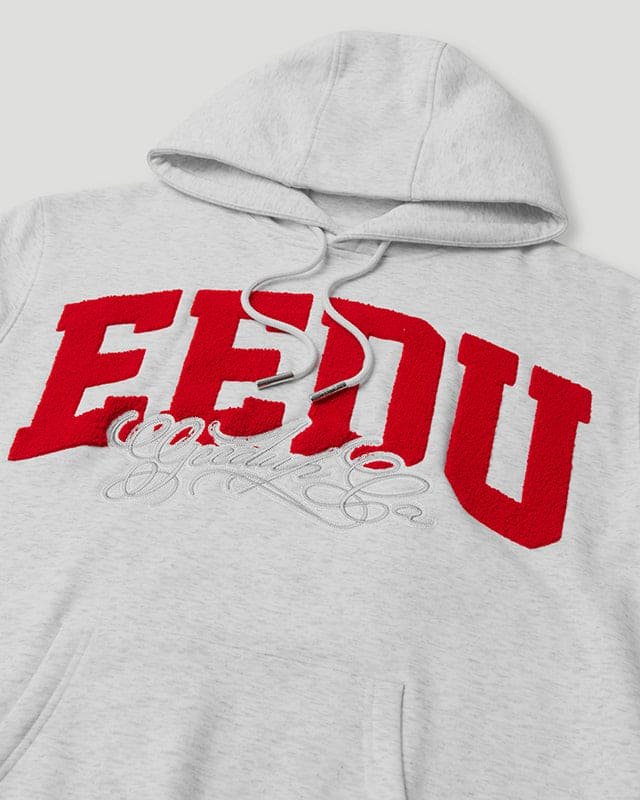 Team Logo Cursive Hoodie White Marle/Red - Image 2