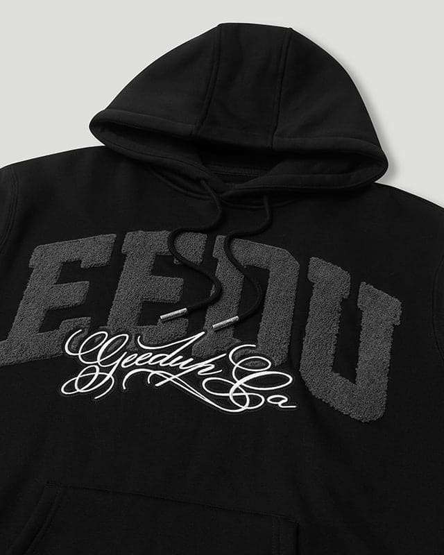 Team Logo Cursive Hoodie Black/Grey - Image 2