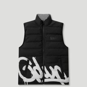 Handstyle/Team Logo Puffer Vest Black/Grey