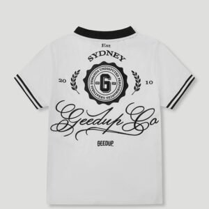 Cursive Pique Polo White
