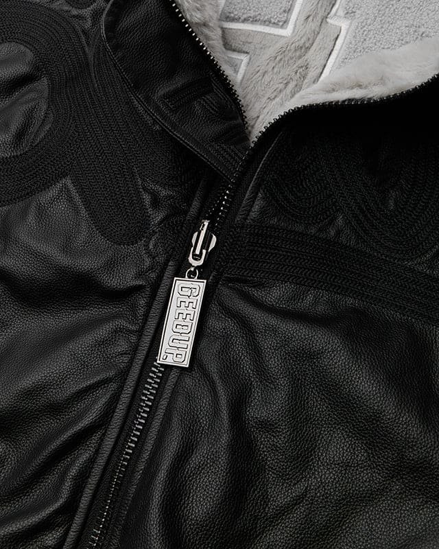 Handstyle Team Logo Reversible Leather/Faux Fur Jacket - Image 6